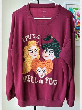 Disney Hocus Pocus Embroidered "I Put a Spell on You" Fleece Crewneck - Size M